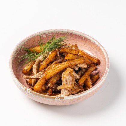 Картофель жареный со свининой