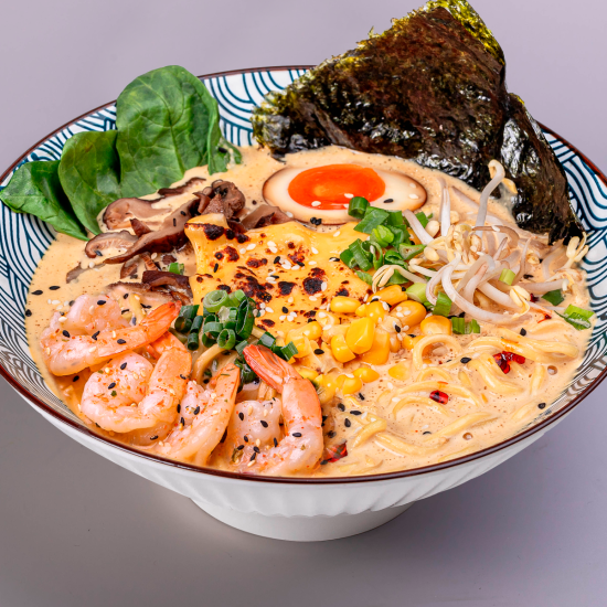 Рамен сырный с креветками