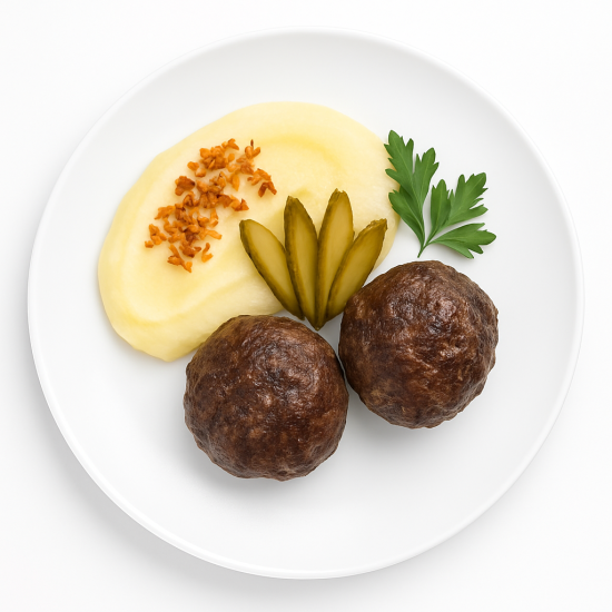 Котлетки домашние с картофельным пюре и соусом Тар-Тар