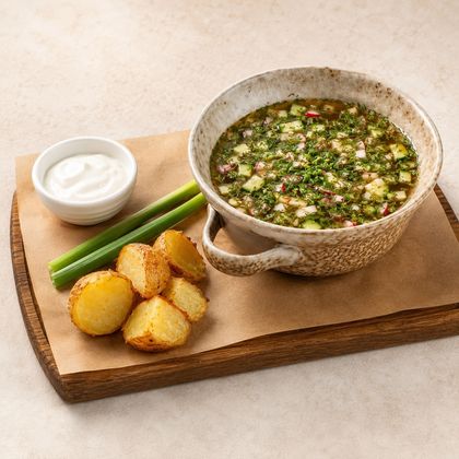 Окрошка с говядиной на квасе