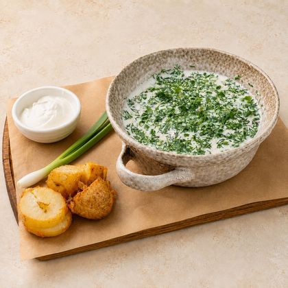 Окрошка с говядиной на кефире