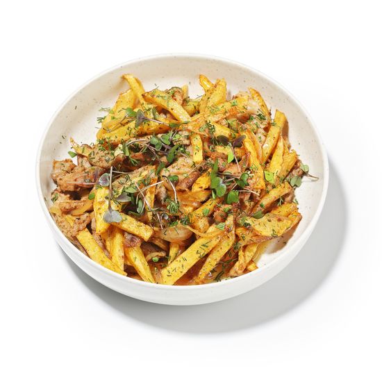 Картофель жареный со свининой