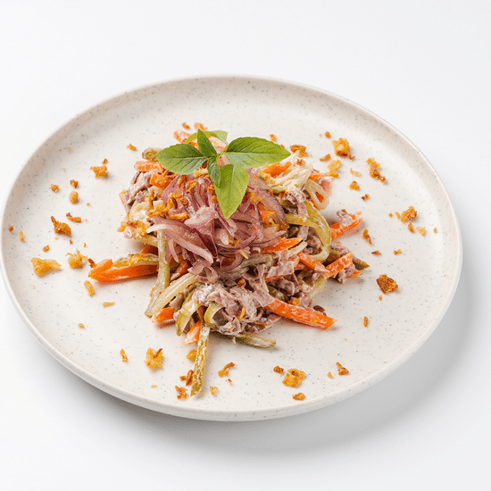 Обжорка с ростбифом и печеной морковью