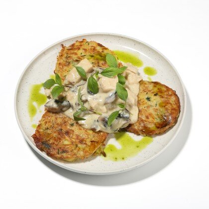 Драники с куриным соте