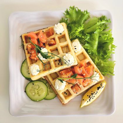 Вафли Бельгийские с лососем