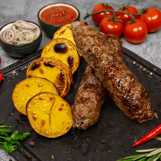 НАБОР ЛЮЛЯ-КЕБАБ ИЗ ГОВЯДИНЫ+КАРТОФЕЛЬ НА ГРИЛЕ