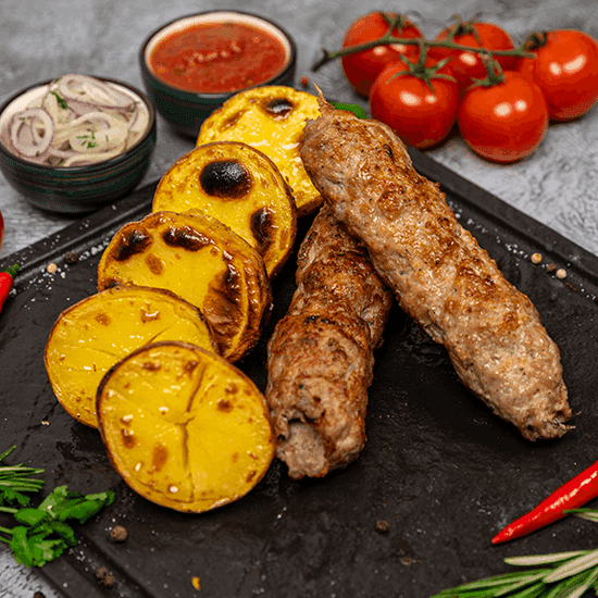 НАБОР ЛЮЛЯ-КЕБАБ ИЗ СВИНИНЫ+КАРТОФЕЛЬ НА ГРИЛЕ