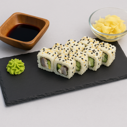 Ролл «Калифорния» в кунжуте с креветкой