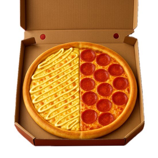 Большая пицца из двух половин