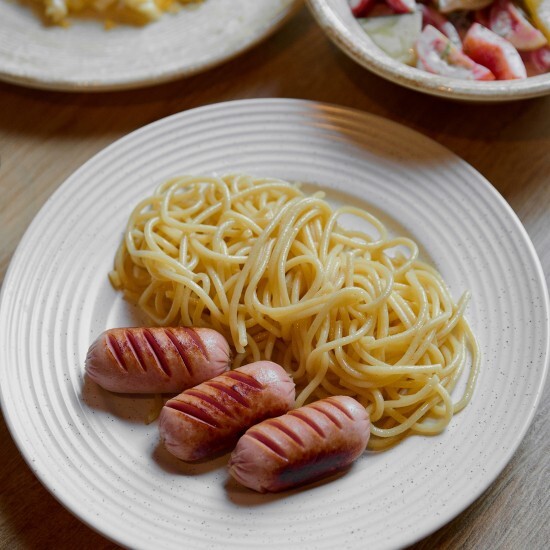 Мини сосиски со спагетти (ДЕТ)