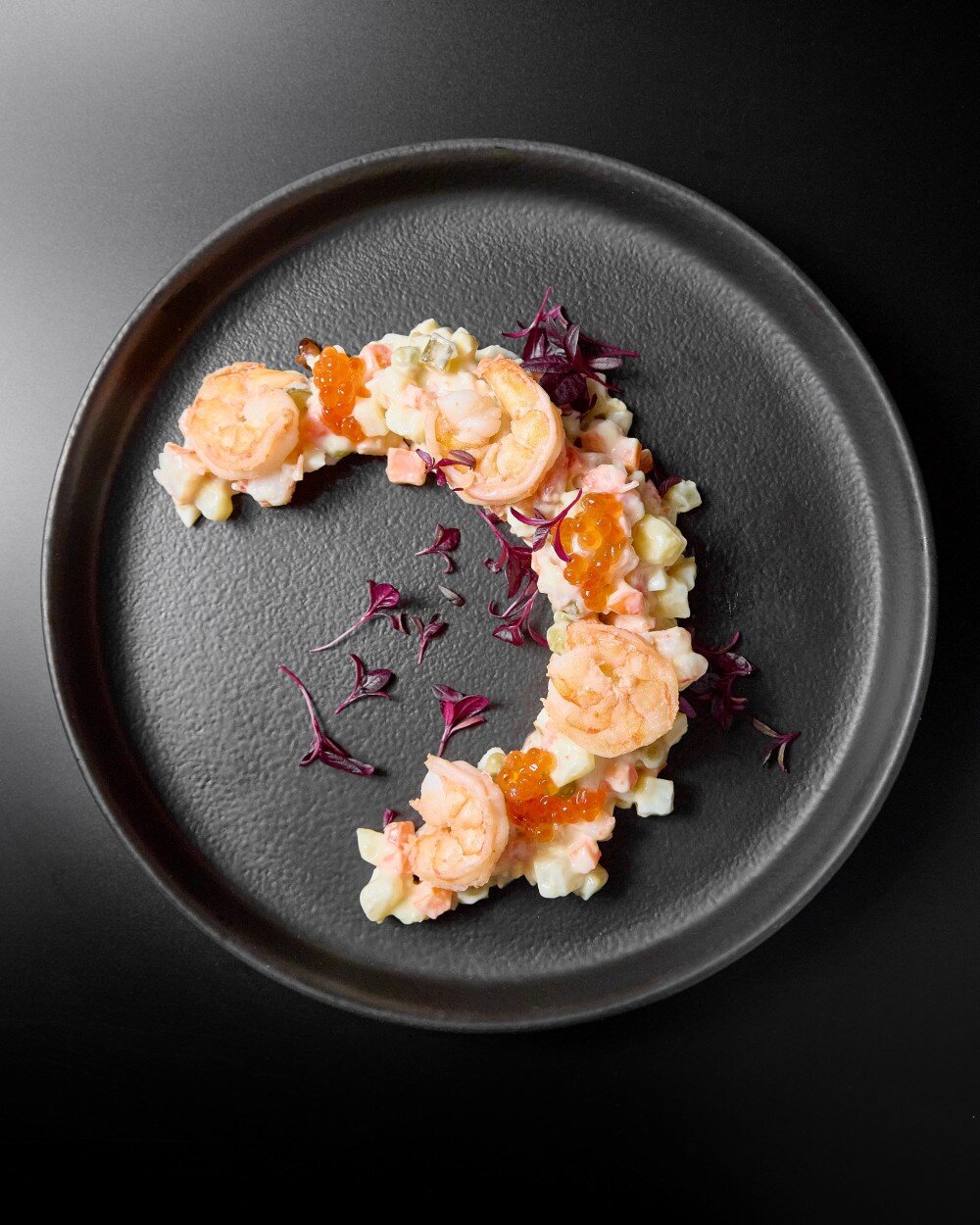 Салат Оливье с креветками