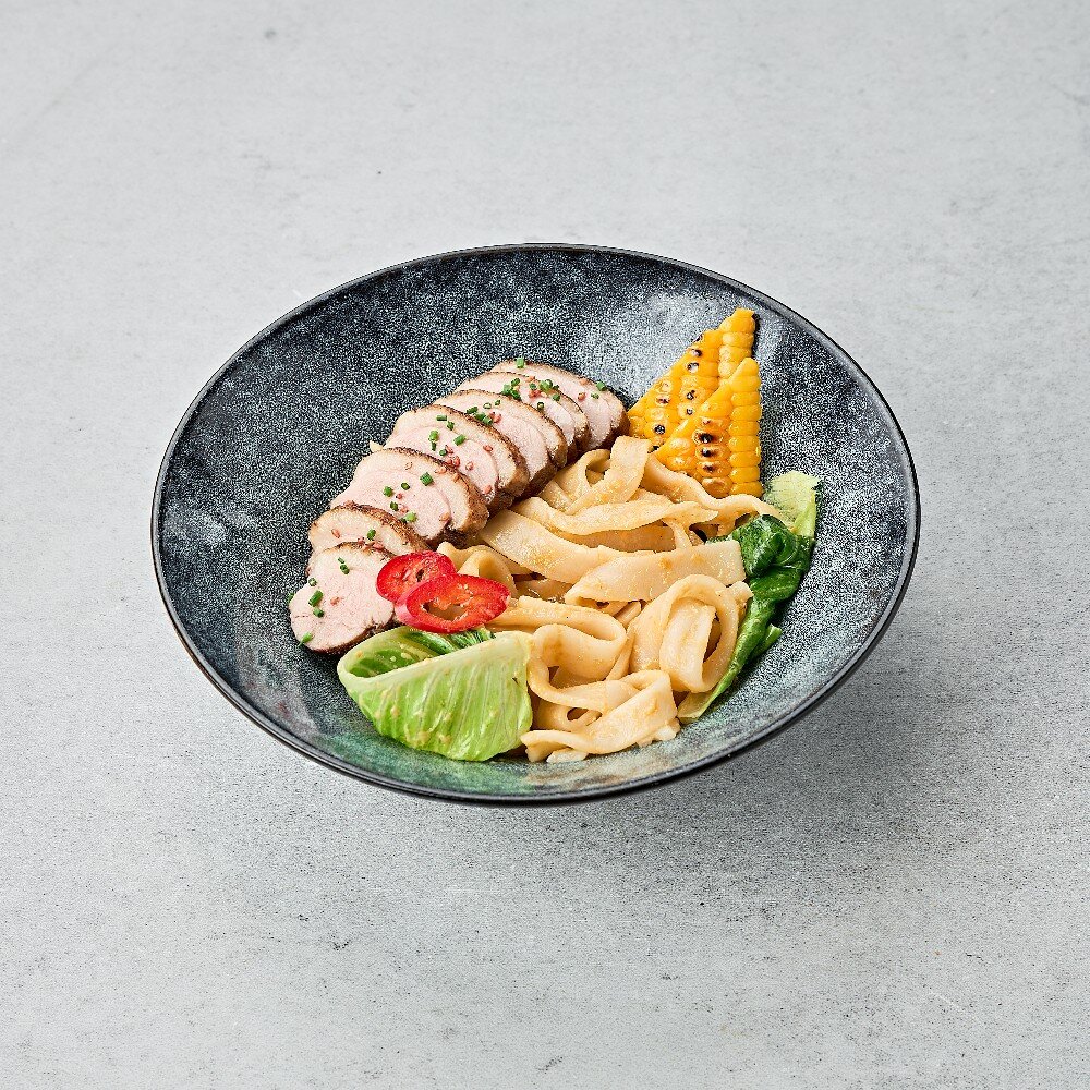 Кисимен с уткой и сырным соусом