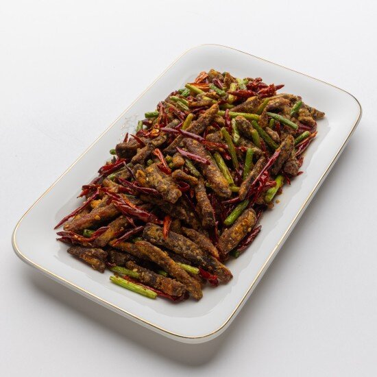 Говядина сухожареная с побегами