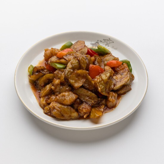 Грудинка жареная в соусе с перцем