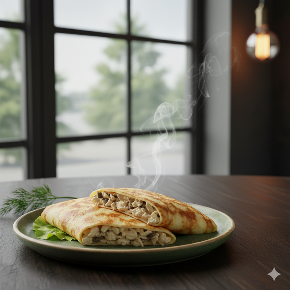 Блины с курицей и грибами