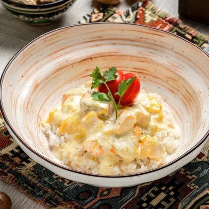 Лосось с рисом и тыквой