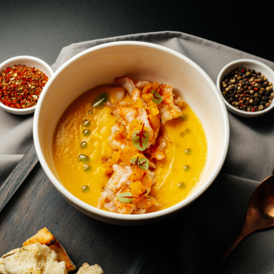 Тыквенный крем-суп с креветкой (280 г)