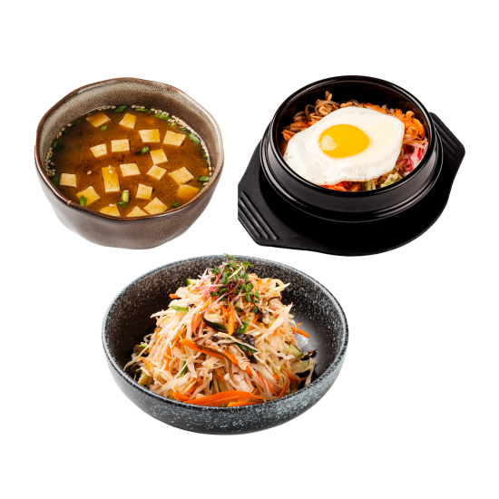 Инчхон сет - Пибимпаб с курицей - Салат Китайский Домашний 200 гр - Мисо-суп