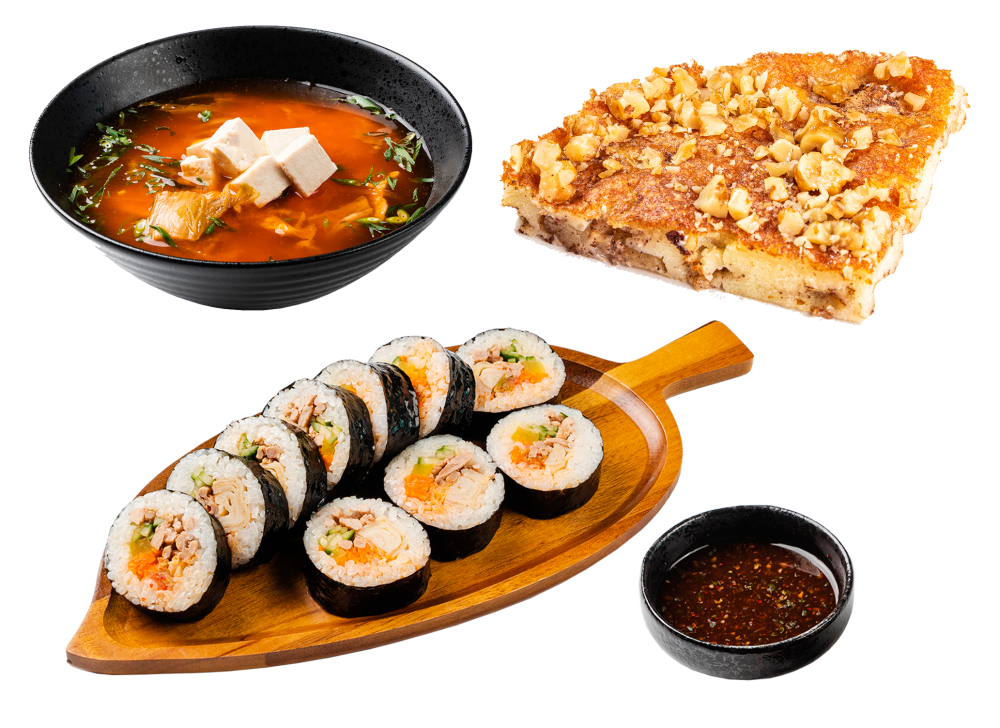 Кванджу комбо - Кимчи-чиге - Кимпап с курицей (1/2) - Грушевый пиро