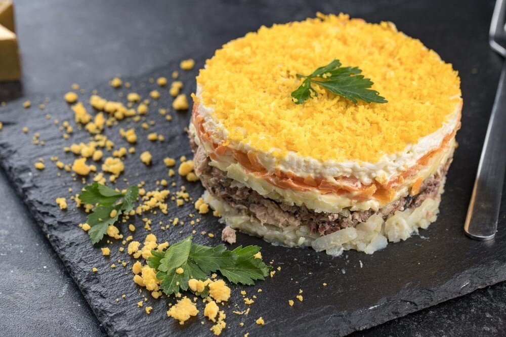 Мимоза с семгой