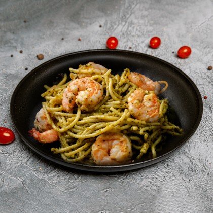 Паста с Песто и Креветками