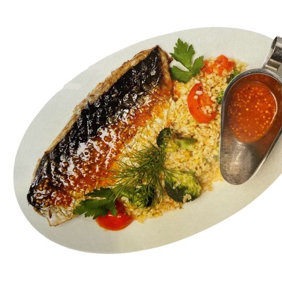 Филе скумбрии на гриле с горчичным соусом