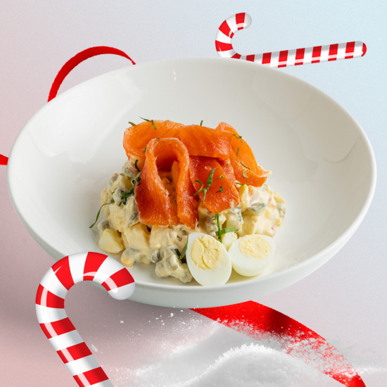 Оливье с лососем