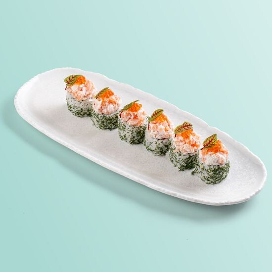 Ролл сливочный лосось, такуан, красная икра