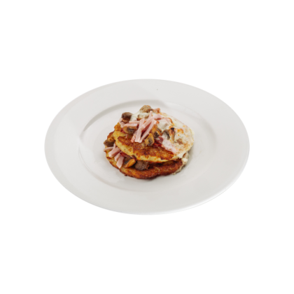 Драники под шубой с ветчиной и грибами  П