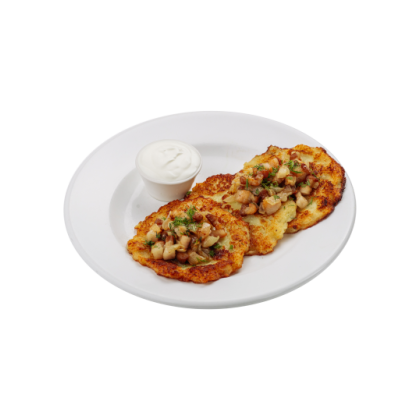 Драники со шкварками и сметаной П