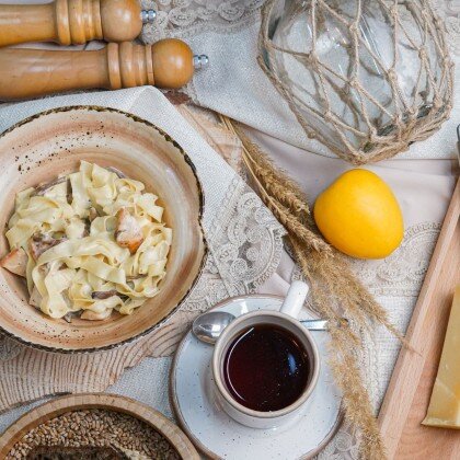 Паста сливочная с грибами и цыпленком