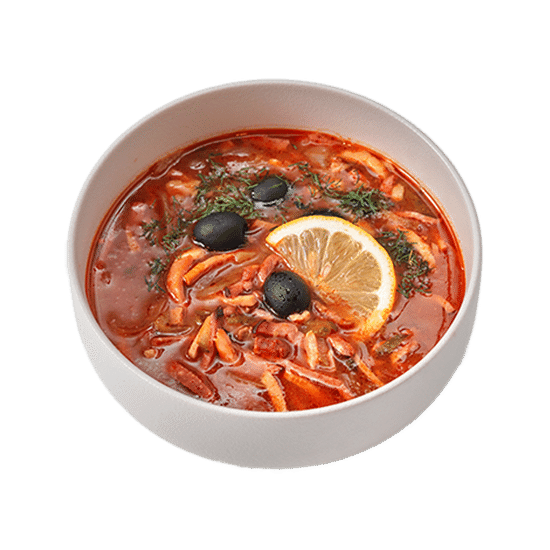 Густая мясная солянка с телятиной