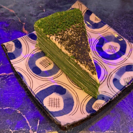 Блинный матча торт