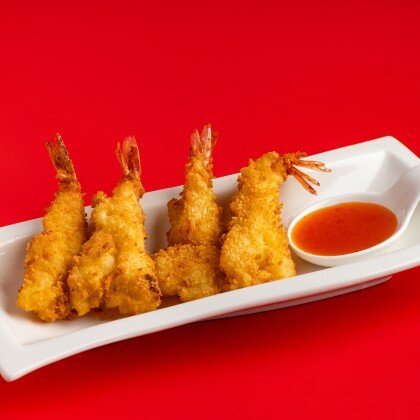 Креветки в кляре с соусом Манго-чили