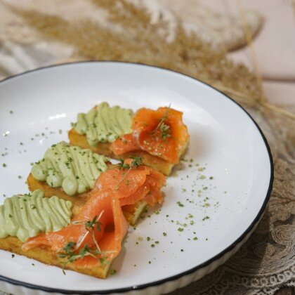 Картофельный хешбраун с форелью