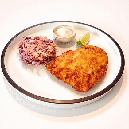 Шницель Куриный с Салатом Коул Слоу