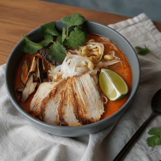 Суп лакса с курицей