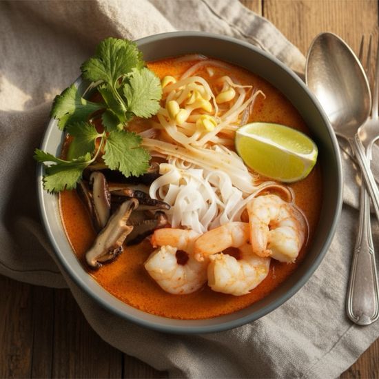 Суп лакса с креветкой