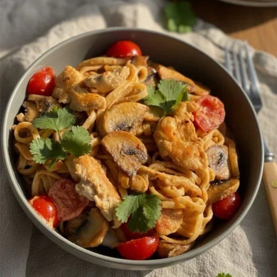 Удон с креветками том ям