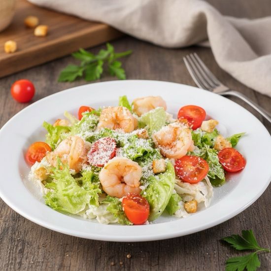 Салат Цезарь с креветками