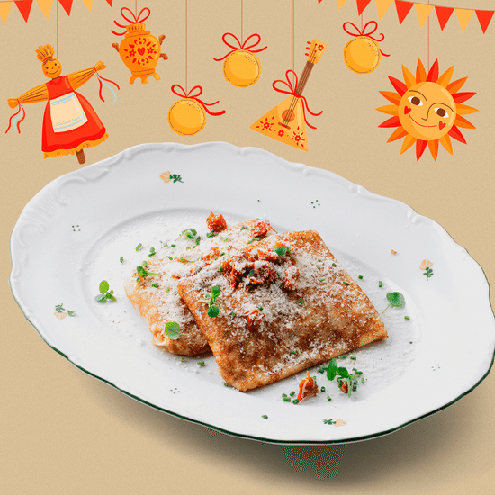 Блины с тамбовским окороком и моцареллой