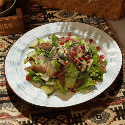 Салат с маринованой корюшкой