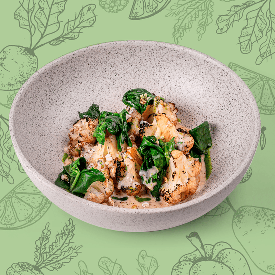 Жареная цветная капуста со шпинатом