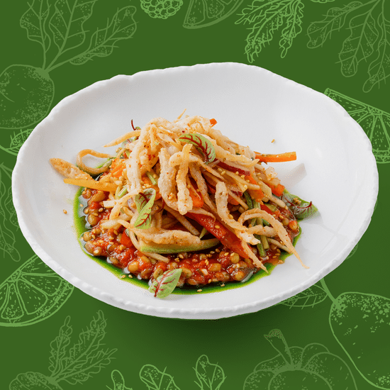 Салат с капустой Кальраби и жареными вешенками