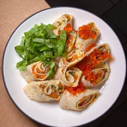 Блинчики с форелью слабой соли