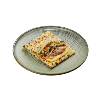 Фермерский с ветчиной, картофельным пюре и огурцами