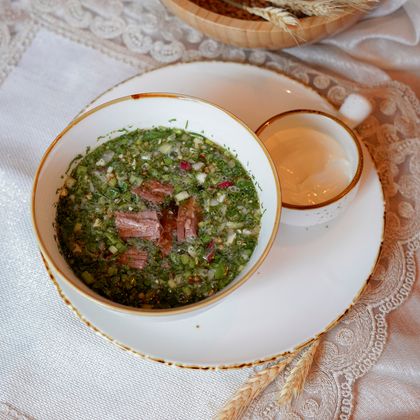 Окрошка с томленой говядиной