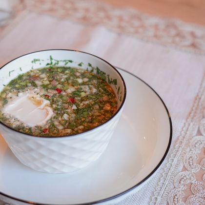 Окрошка с ветчиной на квасе