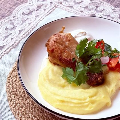Куриная ножка с картофельным пюре ланч