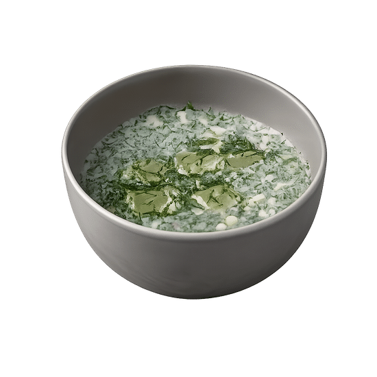 Окрошка с запеченой говядиной и копченым яйцом